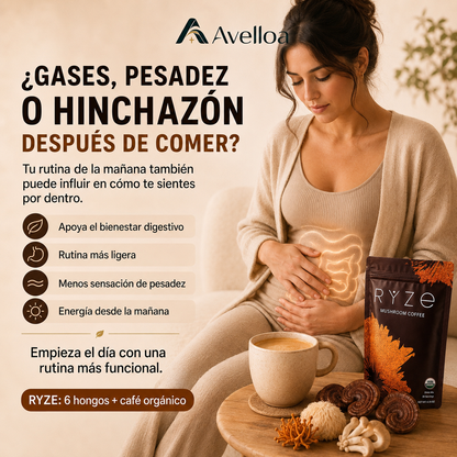 RYZE Mushroom Coffee – Café Funcional con 6 Hongos y Café Orgánico | 30 Porciones