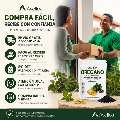 Aceite de Orégano con Aceite de Semilla Negra 6,000 mg – 300 Cápsulas Blandas