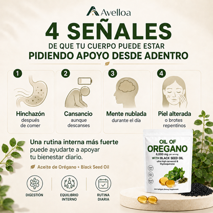 Aceite de Orégano con Aceite de Semilla Negra 6,000 mg – 300 Cápsulas Blandas