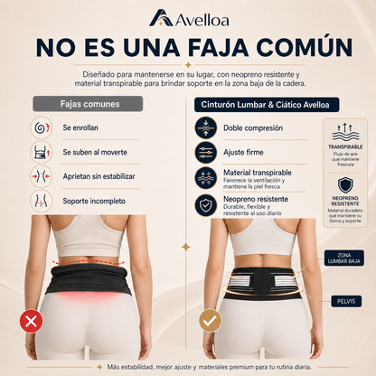 Cinturón Lumbar & Ciático Ajustable para Espalda Baja, Pelvis y Zona Sacroilíaca