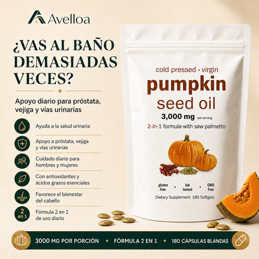 Aceite de Semilla de Calabaza 3000mg 2 en 1 | 180 Cápsulas Blandas