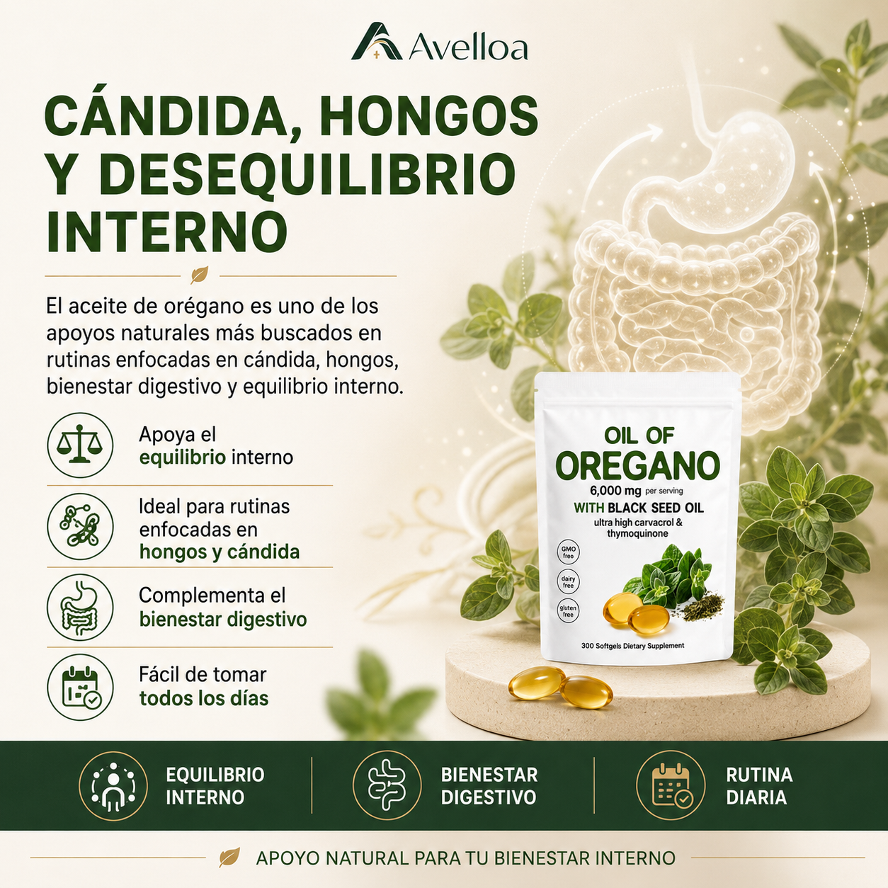 Aceite de Orégano con Aceite de Semilla Negra 6,000 mg – 300 Cápsulas Blandas