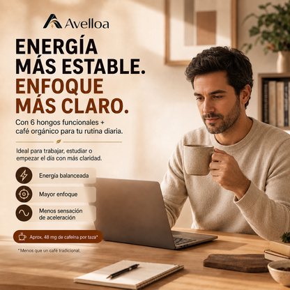 RYZE Mushroom Coffee – Café Funcional con 6 Hongos y Café Orgánico | 30 Porciones