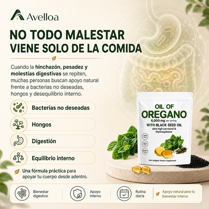 Aceite de Orégano con Aceite de Semilla Negra 6,000 mg – 300 Cápsulas Blandas