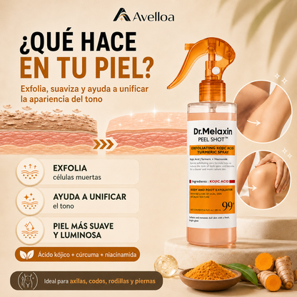 Dr. Melaxin Peel Shot™ Spray Exfoliante Corporal con Ácido Kójico, Cúrcuma y Niacinamida – 200 mL