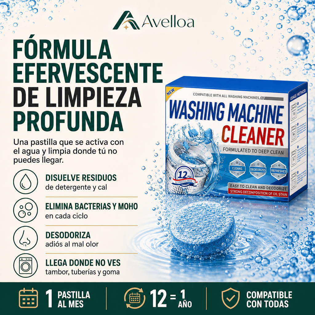 Pastillas Limpiadoras para Lavadora | 12 Unidades · 1 Año de Protección