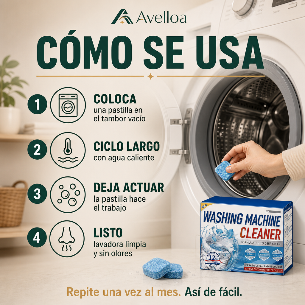 Pastillas Limpiadoras para Lavadora | 12 Unidades · 1 Año de Protección