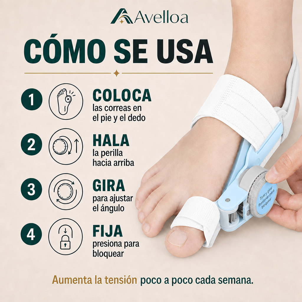 Corrector de Juanetes Ortopédico con Perilla – Endereza el Dedo y Alivia el Dolor Sin Cirugía | Ajustable Día y Noche